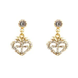 VIRGINS SAINTS & ANGELS VSA Queen of Hearts Crystal Drop Post Earrings in Gold